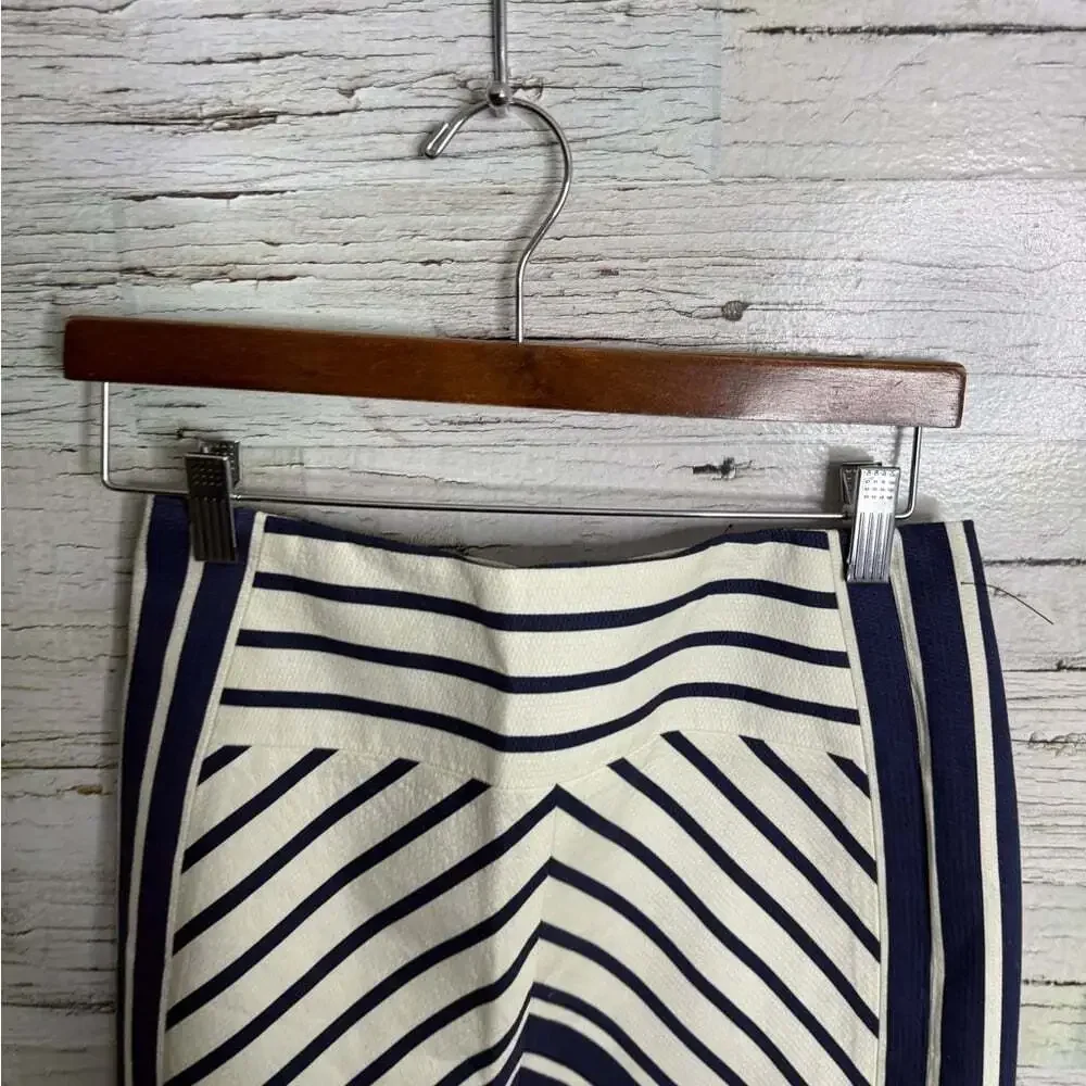 J. Crew Navy and Cream Striped Pencil Skirt size 2